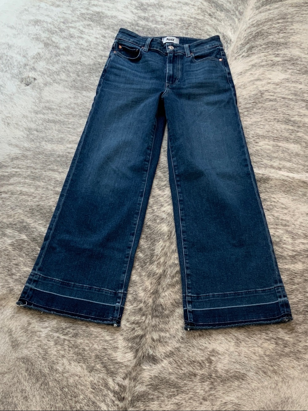 PAIGE Dark Indigo Wide Leg Jeans